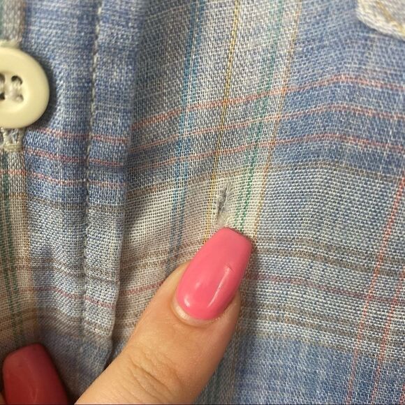 Levi’s Plaid Blue Button Down - Picture 4 of 5